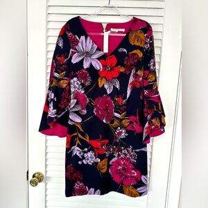 Trina Turk Multicolor Floral Long Sleeve Cocktail Dress